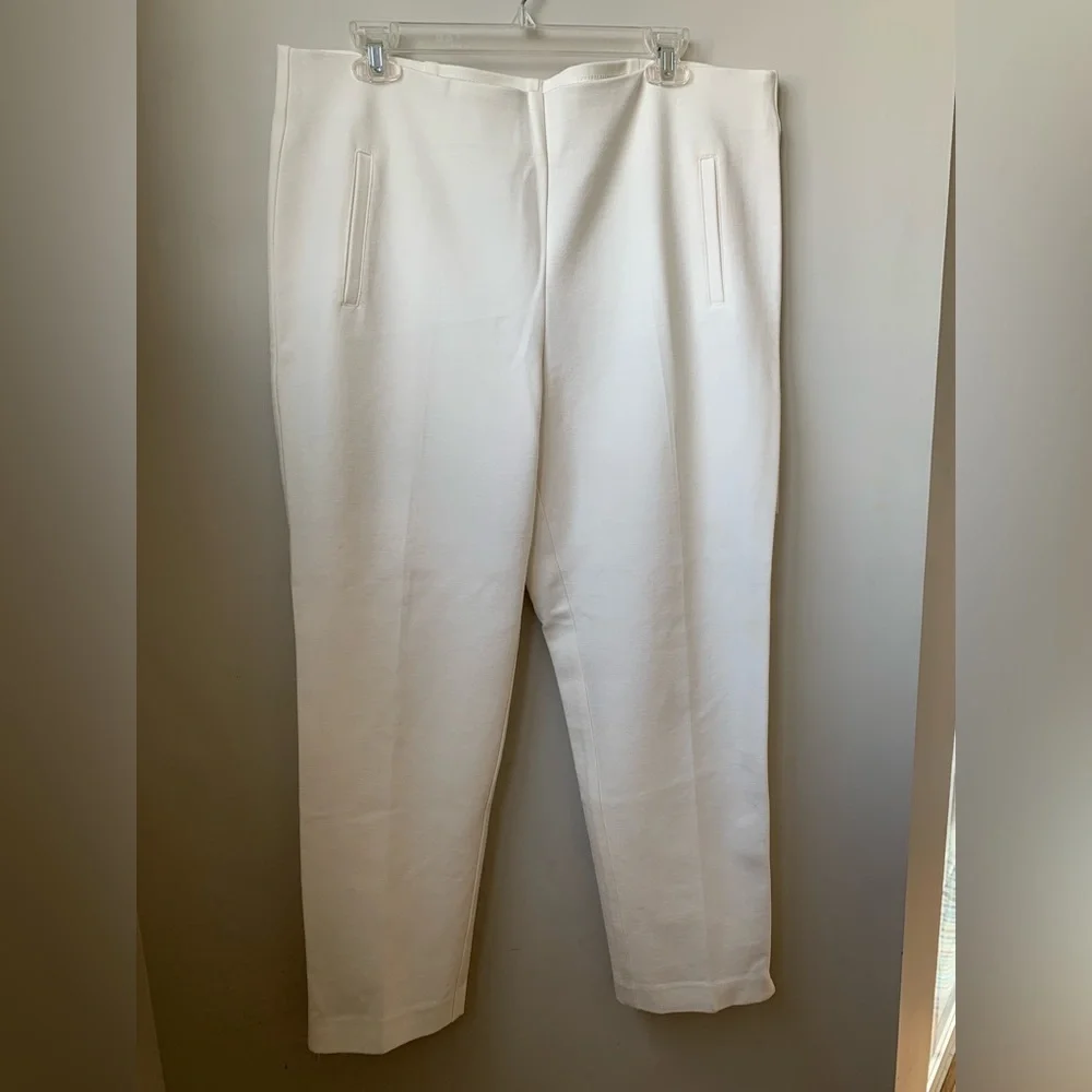 CHICO’S Women’s Off White Heavy Weight Pull On Rayon Nylon Spandex Pants